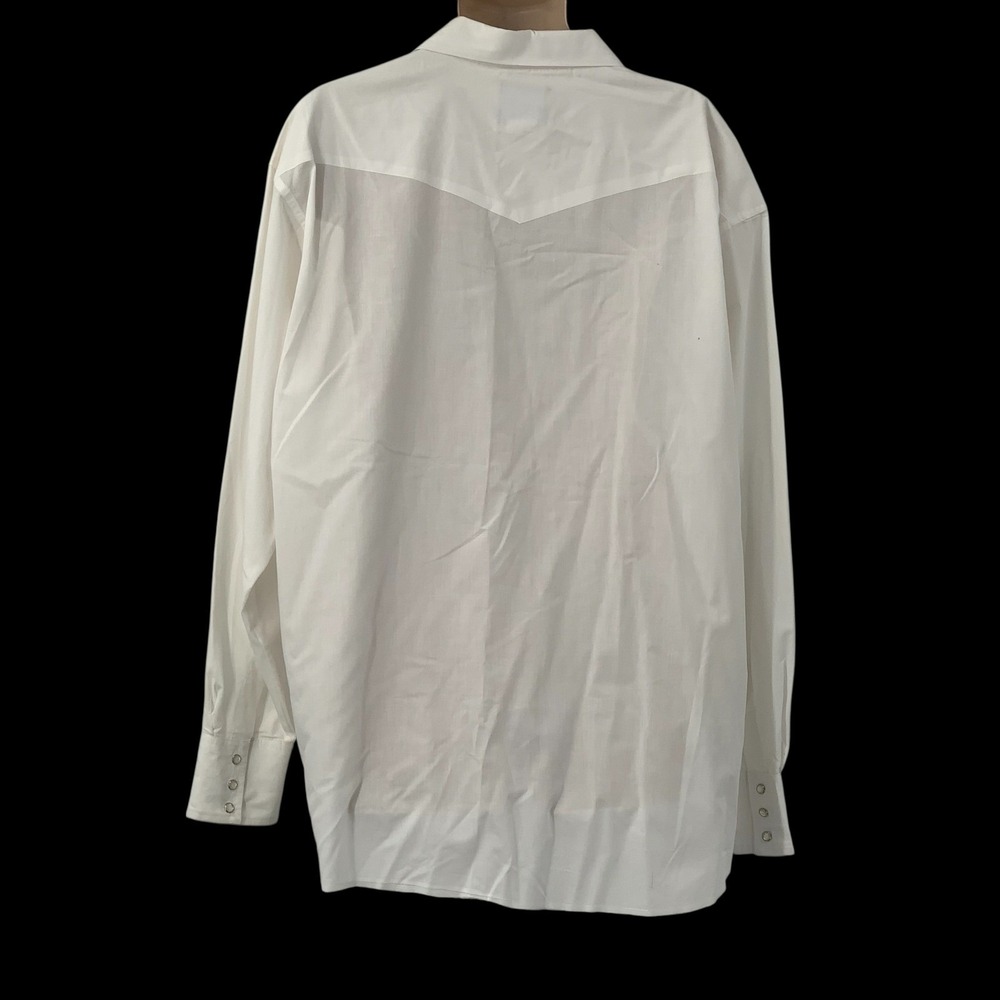 Wrangler Men's Long Sleeve White Western Pearl Snap Shirt Size 2XLT Tall - Picture 4 of 6